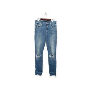 Mother Rainbow Pocket Jeans SZ 26 High-Waisted Looker Ankle Chew Denim Distress